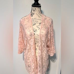 Lularoe Lindsey Pink Lace Kimono